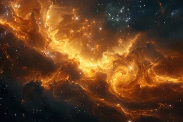 Foto op Canvas golden nebula glow, mesmerizing cosmic artistry in deep space © Belho Med