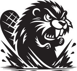 Angry Beaver Silhouette Design