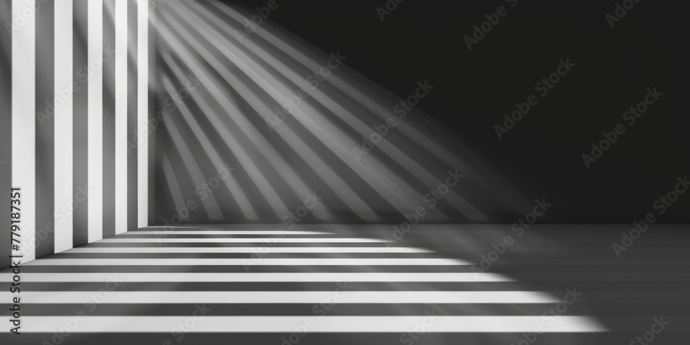 Poster Black and white image of light shining through a window. Suitable for various design projects