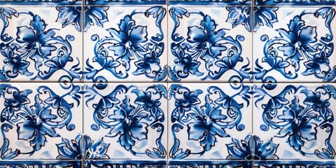 Detailed shot of a blue and white tile, suitable for interior design projects