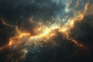 mystical cosmic cloudscape, glowing nebula with stars in deep space - obrazy, fototapety, plakaty