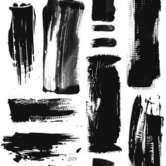Abstract black paint strokes on a white canvas. Ideal for artistic projects