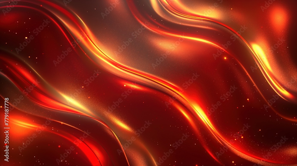 Wall mural abstract background. glowing red wavy background.