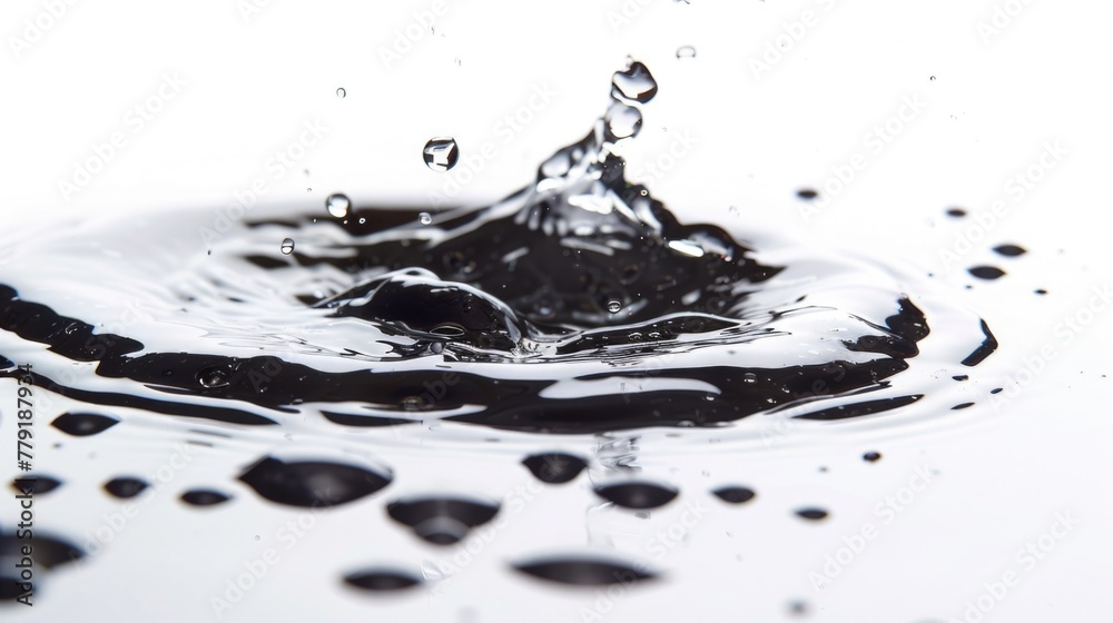 Poster A close-up photo of a single water drop in black and white. Suitable for various design projects