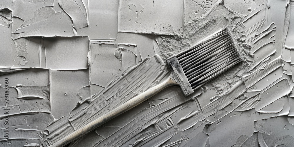 Poster a brush resting on a piece of art. suitable for art and creativity concepts