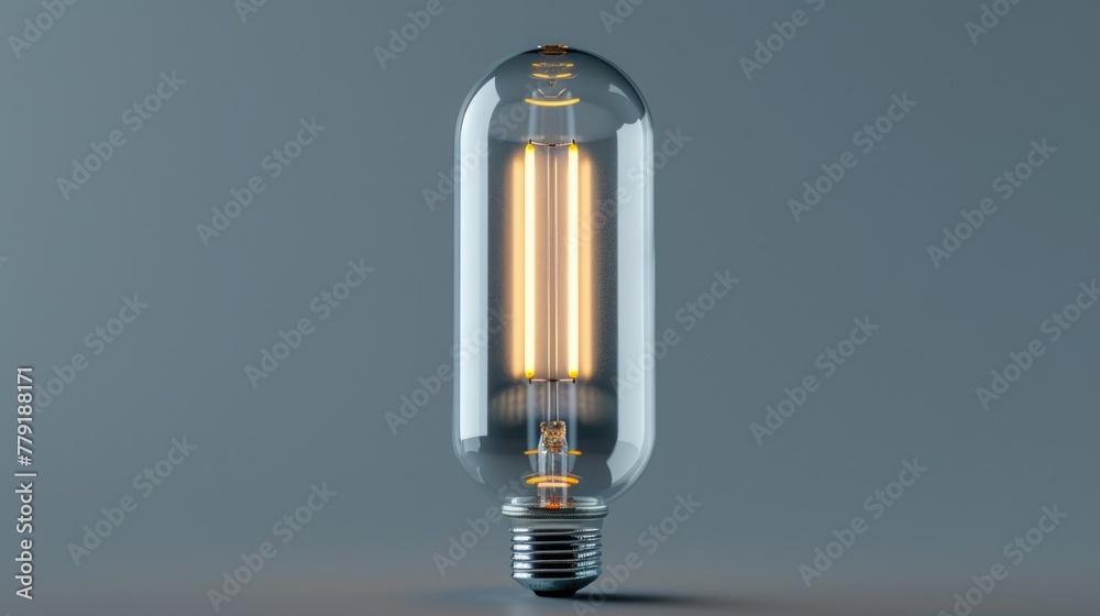 Poster close up of a light bulb on a gray background. ideal for business and innovation concepts
