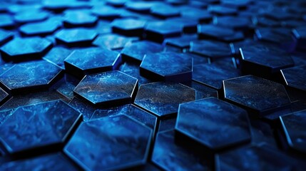 Obraz premium A close up of a bunch of blue hexagons. Ideal for technology and abstract design concepts