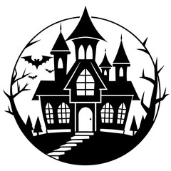    Spooky Halloween haunted house vector illustration.

