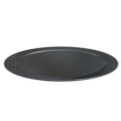 Black round ceramic set plate for restaurant food table 3d render illustration