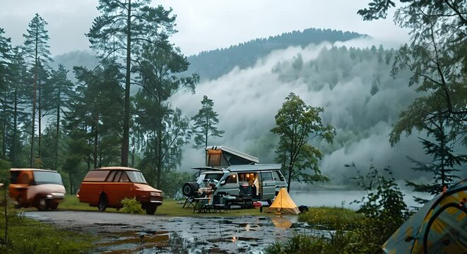Camping center for camping vans in nature., volkswagen t2 lovers. 2024