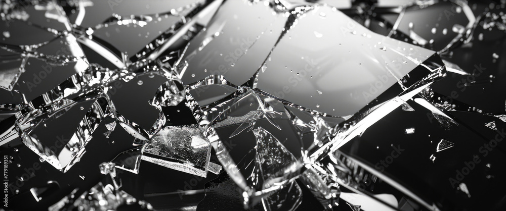 Poster shattered glass window against dark backdrop. suitable for abstract concepts