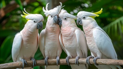 Fototapeta premium Avian Amity: Feathered Friends in Harmonious Perch. Concept Bird Photography, Nature's Harmony, Feathered Companions