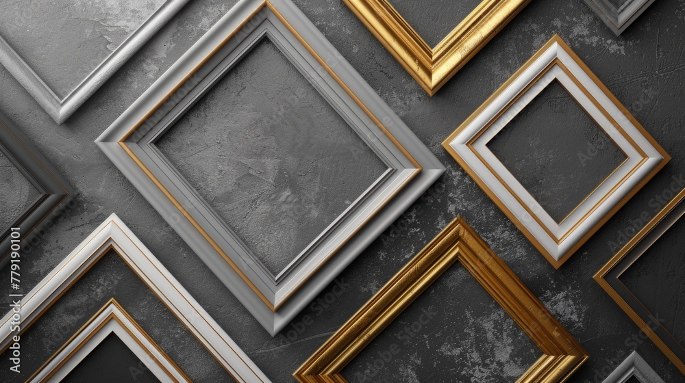 Poster a collection of picture frames hanging on a wall. perfect for interior design projects