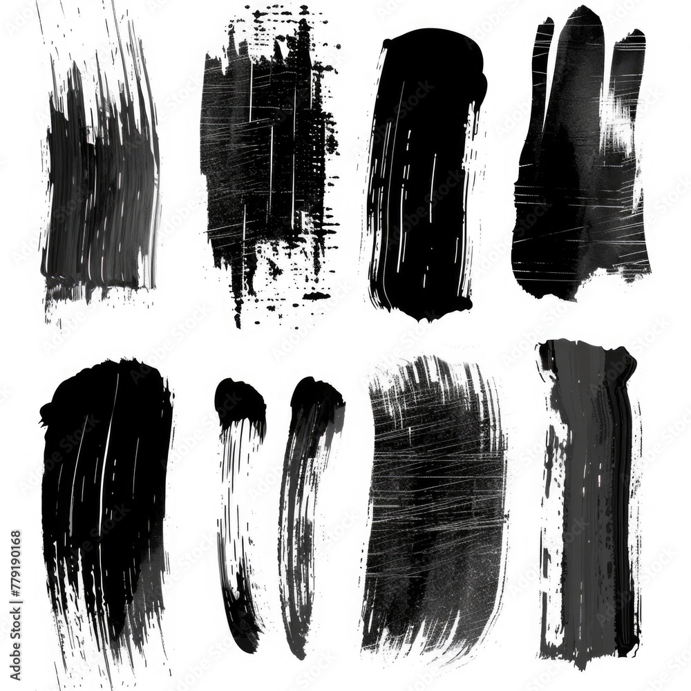 Poster abstract black paint strokes on white background. suitable for artistic projects