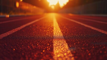 Sunset on a track, perfect for sports or fitness concepts