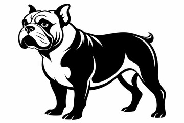 bulldog with lines silhouette black vector illustration