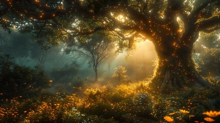 Ethereal Forest Fantasy, generative ai - obrazy, fototapety, plakaty