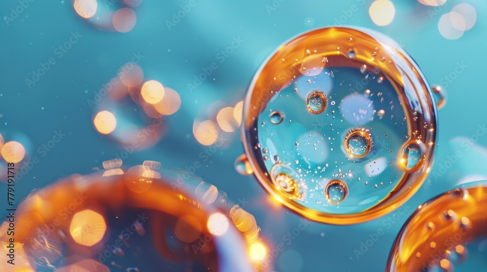 Poster A bunch of bubbles floating in the air. Suitable for various design projects