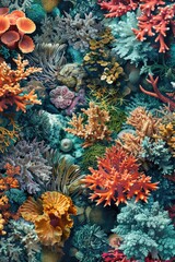Naklejka na ściany i meble A detailed view of colorful corals, ideal for marine-themed designs