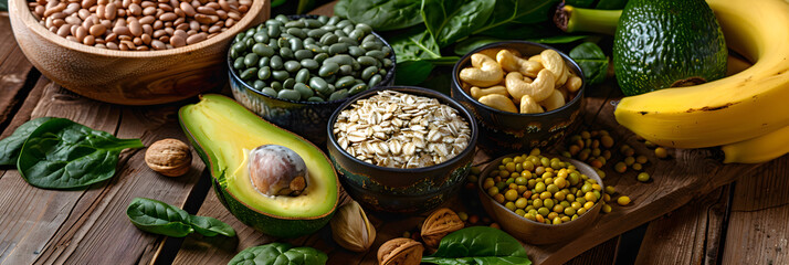 Handy Guide to Magnesium-rich Foods: From Leafy Greens to Whole Grains - obrazy, fototapety, plakaty