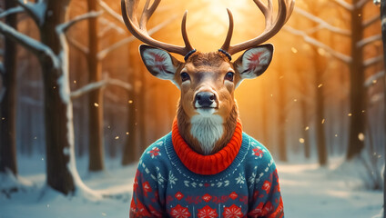 cute cartoon deer in a sweater elegance