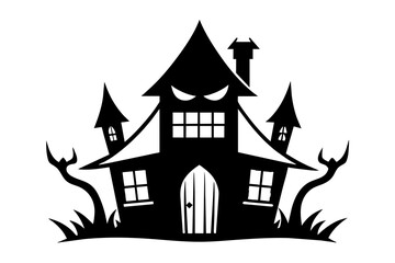 Halloween-monster-house-simple-logo-design-illustration 