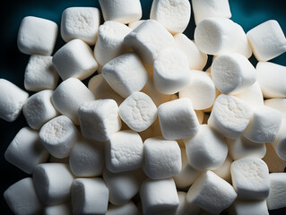 Close-up of white marshmallows piled together