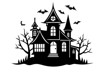 Fototapeta na wymiar Halloween-monster-house-simple-logo-design-illustration 