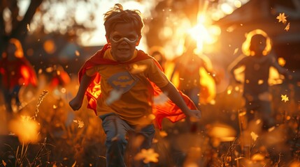 Superhero Children Fighting Allergies, generative ai - obrazy, fototapety, plakaty