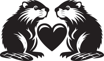 Love Beaver Silhouette Design 