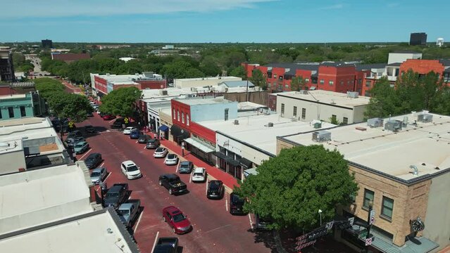 Aerial Downtown Plano Texas City Street