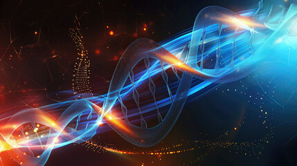 Abstract background modern and futuristic DNA and hand