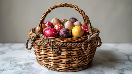 Obraz na płótnie Canvas Colorful Easter eggs in an easter basket