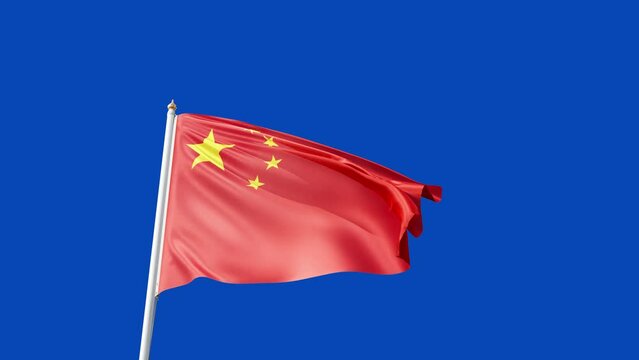 chinese flag on a blue background, waving in the wind, china, flag with no background, tall flagpole, national symbol of china, people republic of china	