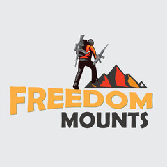 Freedom Special Forces soldier holds a pistol . Logo Design