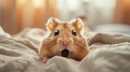 surprised hamster in a bad. Generative AI