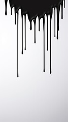 Black paint dripping on the white wall water spill vector background with blank copy space for photo or text