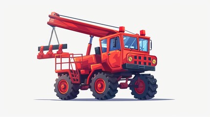 Isolated red hi-lift or hi-jack against a white backdrop. Close-up vector cartoon illustration