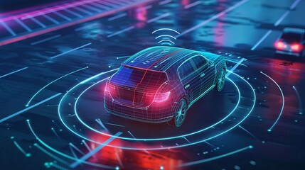 Car wireless communication network and sensor system. Autonomous. Driverless. Self driving vehicle