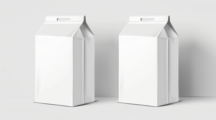 Two Blank White Milk Carton Packages: Vector Illustration - obrazy, fototapety, plakaty