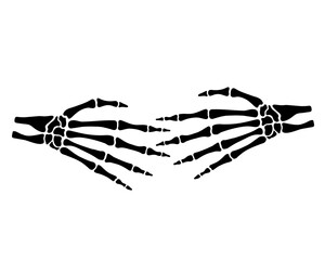 Skeleton handshake gesture, fingers, black flat vector, cut files - 779200579