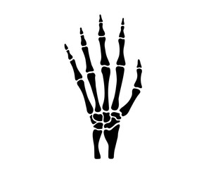 Skeleton palm, hands gesture, high five, fingers, black flat vector, cut files - 779200587