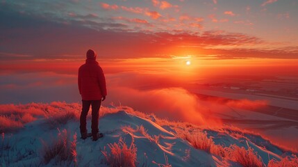 Obraz premium Vast Horizons: Reflecting on a New Year, generative ai