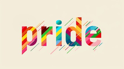 Stylized "pride" lettering filled with rainbow colors pops against a textured cream canvas, embodying the vibrant spirit of the LGBTQ+ movement.