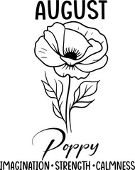 Obraz premium Birth Month Flower Clipart SVG, Birthday Gift Month Flower T-Shirt For Men And Women Cute Floral Print T-Shirt Summer Wildflower Graphic Tamplate