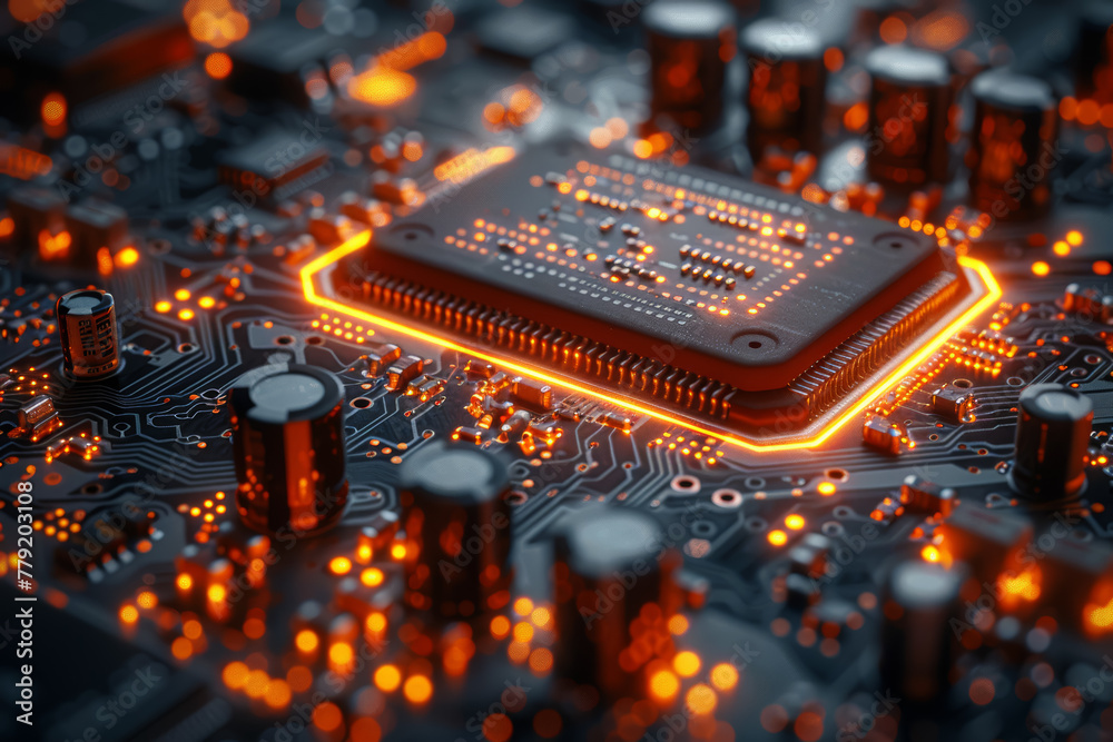 Poster a sophisticated piece of technology with intricate circuitry and components, pushing the boundaries 
