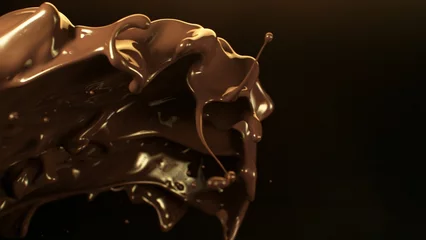 Gordijnen Splashing Melted Chocolate Flying in the Air. © Jag_cz