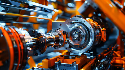 Fototapeta na wymiar Innovation in the automotive industry, precision engineering and assembly of equipment on the production line.