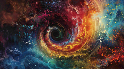 Spiraling vortexes of vivid colors, swirling and intertwining in a mesmerizing display of artistic...