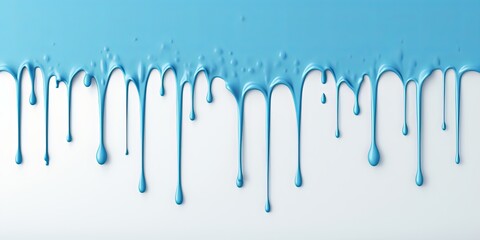 Blue paint dripping on the white wall water spill vector background with blank copy space for photo or text